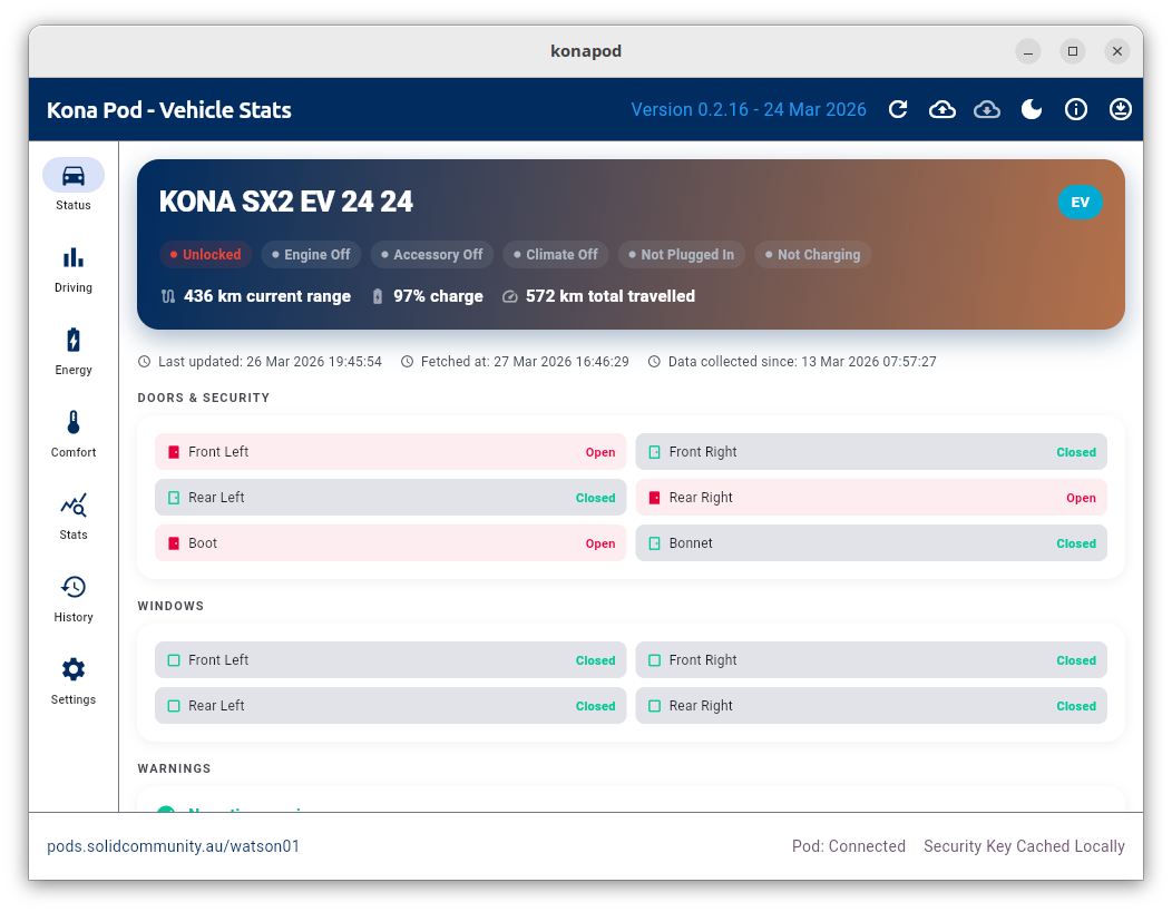 Status Page Unlocked with Open Doors