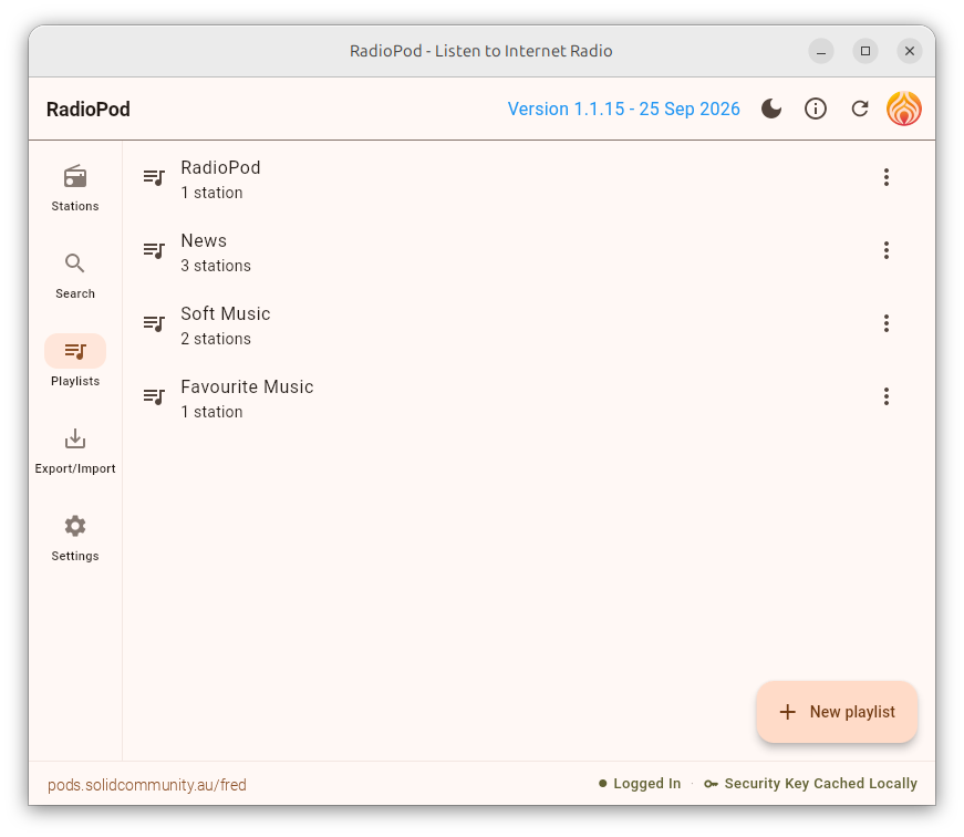The Playlists screen